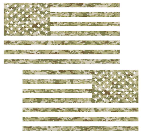 CAMO CAMOUFLAGE American Flag USA Patriotic Viny Decal - Pick Size