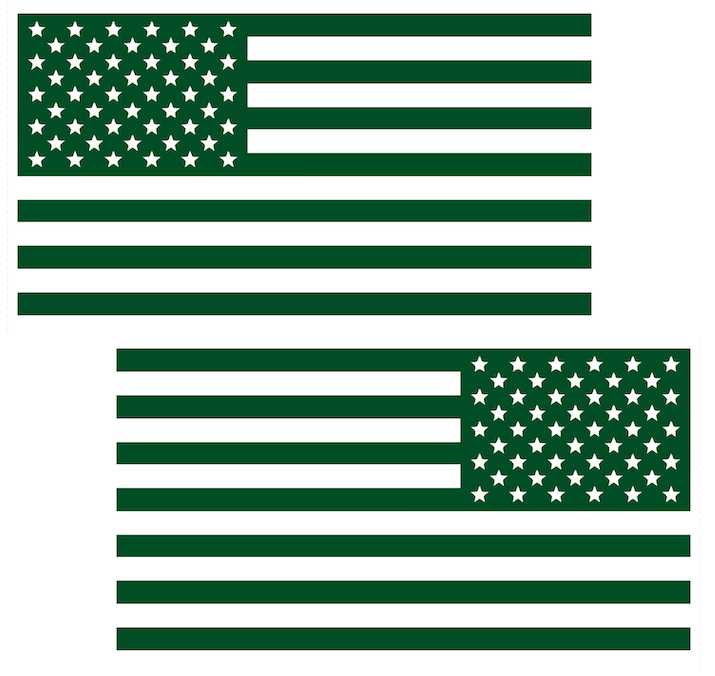 Dark Green American Flag USA Patriotic Viny Decal - Pick Size