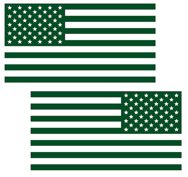 Dark Green American Flag USA Patriotic Viny Decal - Pick Size