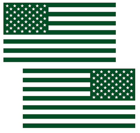 Dark Green American Flag USA Patriotic Viny Decal - Pick Size