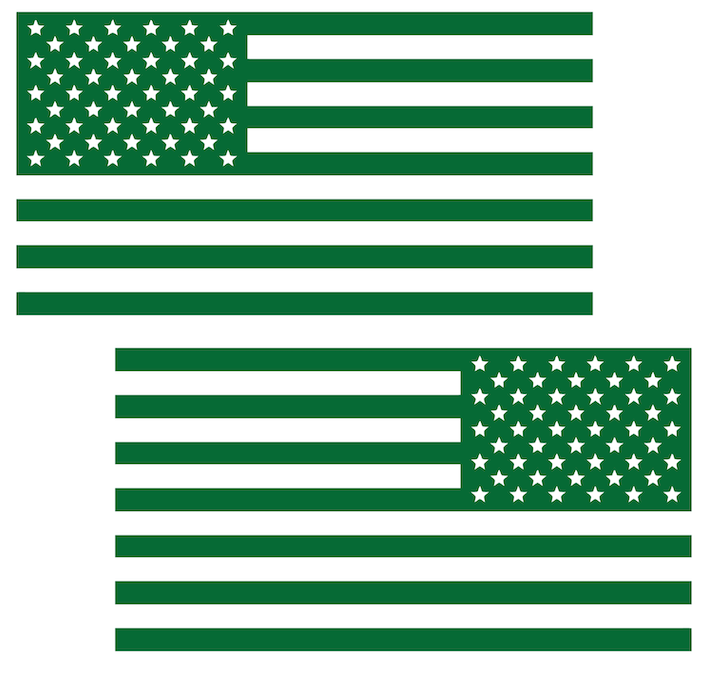 Green American Flag USA Patriotic Viny Decal - Pick Size