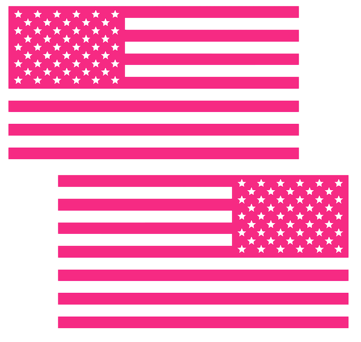 Hot Pink American Flag USA Patriotic Viny Decal - Pick Size (Copy)