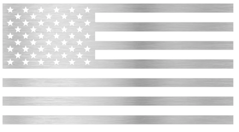METALLIC SILVER American Flag USA Patriotic Viny Decal - Pick Size