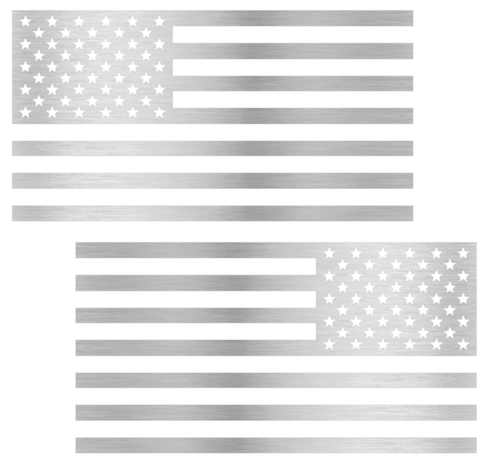 METALLIC SILVER American Flag USA Patriotic Viny Decal - Pick Size