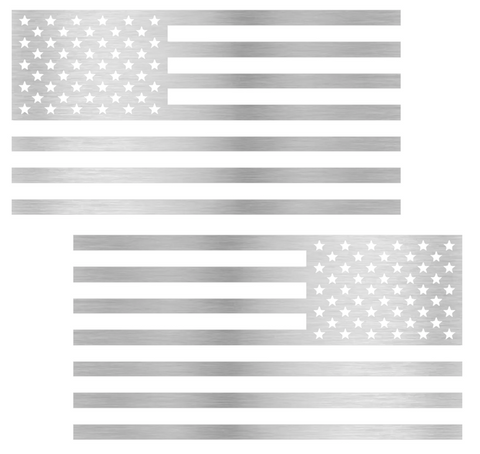 METALLIC SILVER American Flag USA Patriotic Viny Decal - Pick Size