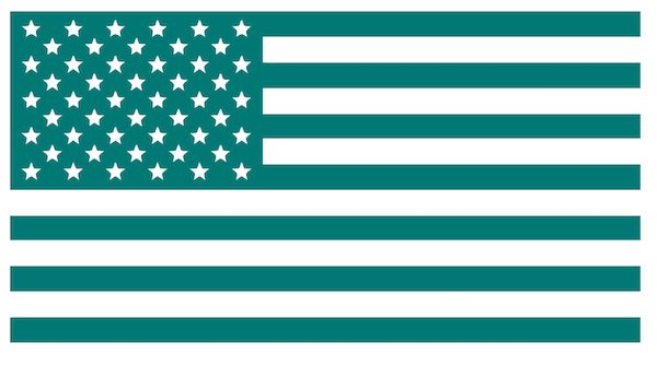 TEAL AQUA American Flag USA Patriotic Viny Decal - Pick Size