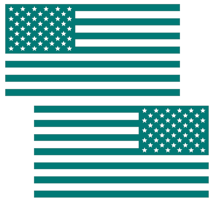 TEAL AQUA American Flag USA Patriotic Viny Decal - Pick Size