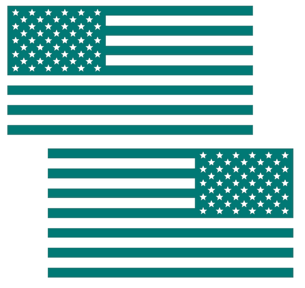 TEAL AQUA American Flag USA Patriotic Viny Decal - Pick Size