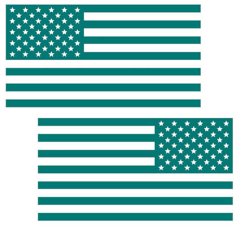 TEAL AQUA American Flag USA Patriotic Viny Decal - Pick Size