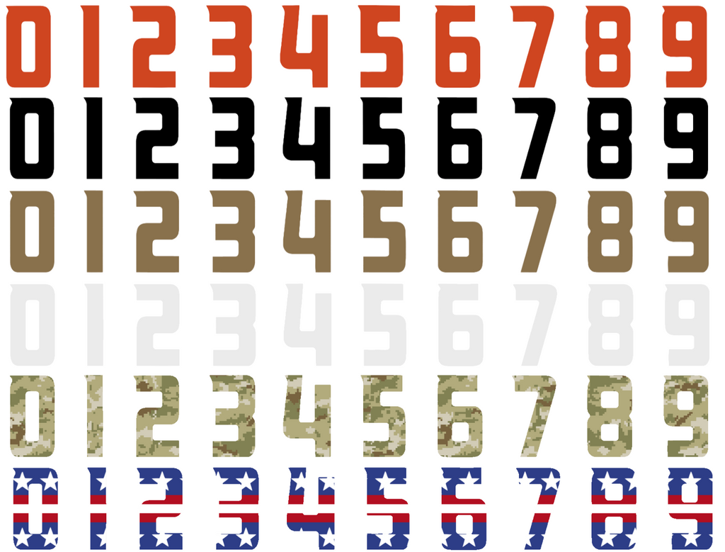 Anaheim Ducks Helmet Jersey Style Vinyl Number Decal Sheet Set of 50 #0-9 - Pick Color & Size