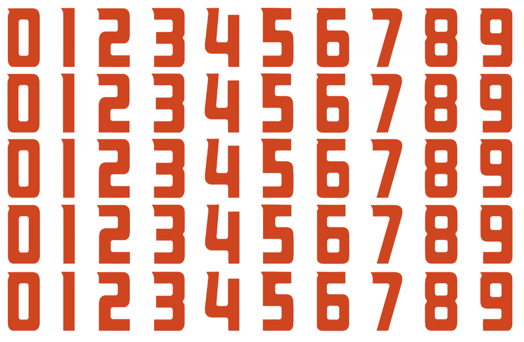 Anaheim Ducks Helmet Jersey Style Vinyl Number Decal Sheet Set of 50 #0-9 - Pick Color & Size