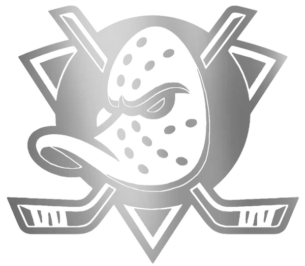 Anaheim Ducks SILVER CHROME MIRROR Team Logo Premium DieCut Vinyl Decal PICK SIZE