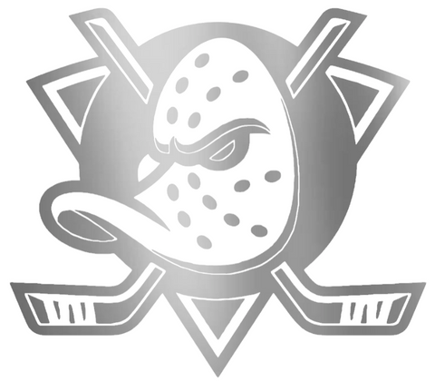 Anaheim Ducks SILVER CHROME MIRROR Team Logo Premium DieCut Vinyl Decal PICK SIZE