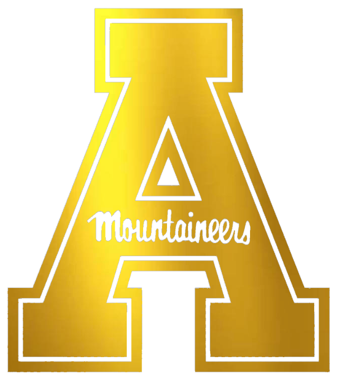 Appalachian State Mountaineers Gold Chrome Mirror Team Logo Premium DieCut Vinyl Decal PICK SIZE