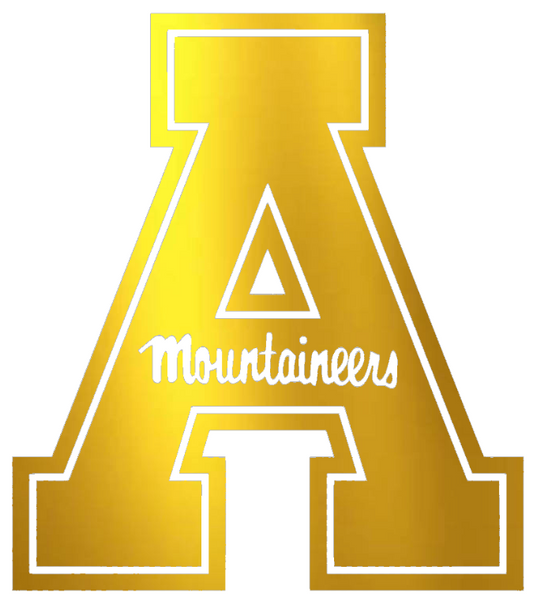 Appalachian State Mountaineers Gold Chrome Mirror Team Logo Premium DieCut Vinyl Decal PICK SIZE
