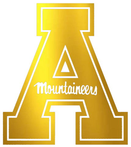 Appalachian State Mountaineers Gold Chrome Mirror Team Logo Premium DieCut Vinyl Decal PICK SIZE