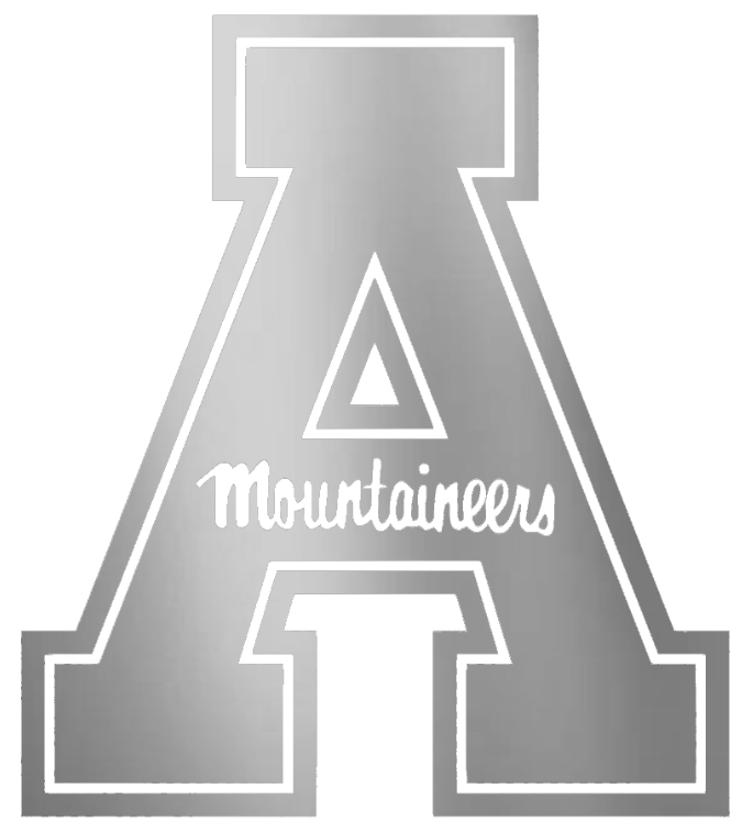 Appalachian State Mountaineers Silver Chrome Mirror Team Logo Premium DieCut Vinyl Decal PICK SIZE