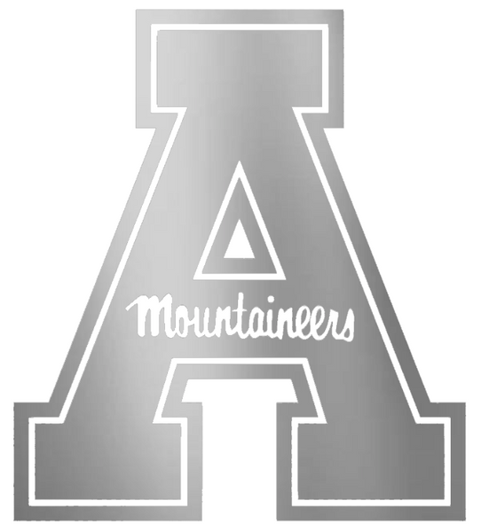 Appalachian State Mountaineers Silver Chrome Mirror Team Logo Premium DieCut Vinyl Decal PICK SIZE