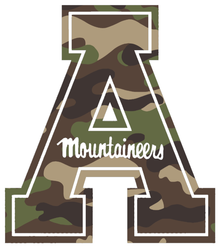 Appalachian State Mountaineers Woodland Camo Camouflage Team Logo Premium DieCut Vinyl Decal PICK SIZE