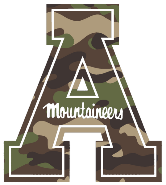 Appalachian State Mountaineers Woodland Camo Camouflage Team Logo Premium DieCut Vinyl Decal PICK SIZE