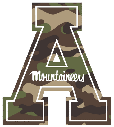 Appalachian State Mountaineers Woodland Camo Camouflage Team Logo Premium DieCut Vinyl Decal PICK SIZE