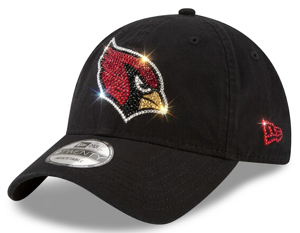 Arizona Cardinals Swarovski Crystal Bling Womens Black New Era Adjustable Hat