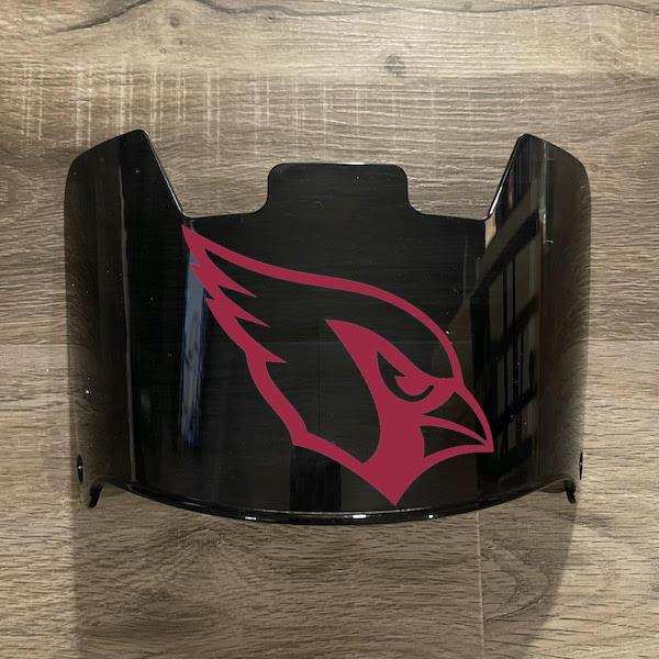 Arizona Cardinals Full Size Football Helmet Visor Shield Black Dark Tint w/ Clips - PICK LOGO COLOR