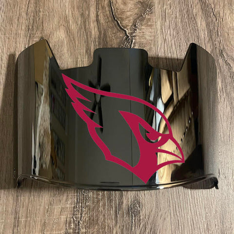 Arizona Cardinals Full Size Football Helmet Visor Shield Silver Chrome Mirror w/ Clips - PICK LOGO COLOR