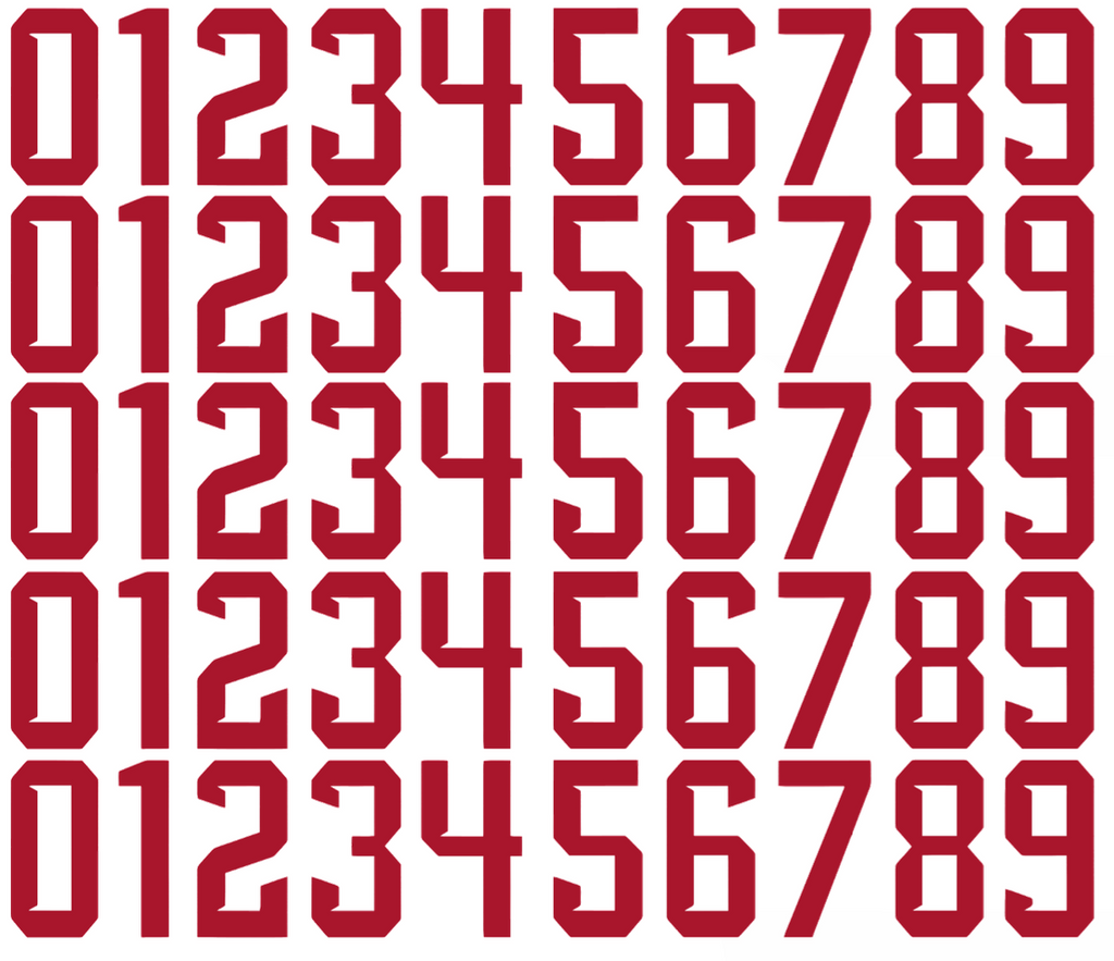 Arizona Diamondbacks Baseball Helmet Jersey Style Vinyl Number Decal Sheet Set of 50 #0-9 - Pick Color & Size