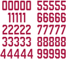 Arizona Cardinals Jersey Style Vinyl Number Decal Sheet Set of 50 #0-9 - Pick Color & Size