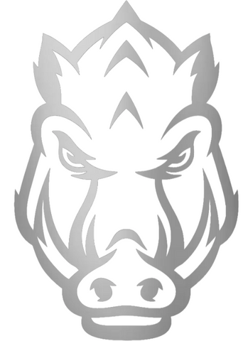 Arkansas Razorbacks Silver Chrome Mirror Alternate Logo Premium DieCut Vinyl Decal PICK SIZE