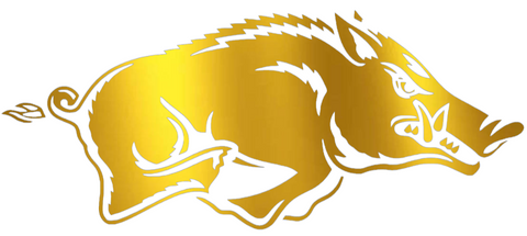 Arkansas Razorbacks GOLD CHROME MIRROR Team Logo Premium DieCut Vinyl Decal PICK SIZE