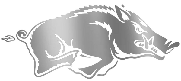 Arkansas Razorbacks SILVER CHROME MIRROR Team Logo Premium DieCut Vinyl Decal PICK SIZE