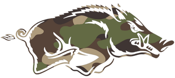 Arkansas Razorbacks Woodland Camo Camouflage Team Logo Premium DieCut Vinyl Decal PICK SIZE