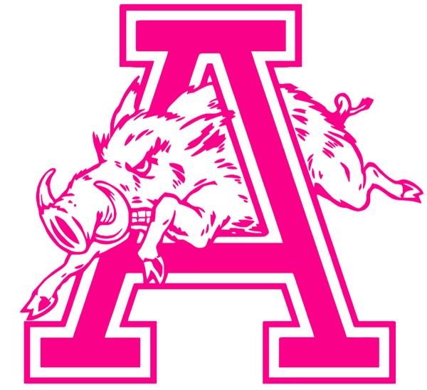 Arkansas Razorbacks Hot Pink Retro Throwback Logo Premium DieCut Vinyl Decal PICK SIZE