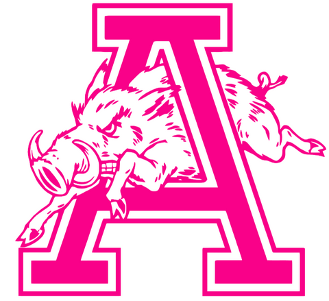 Arkansas Razorbacks Hot Pink Retro Throwback Logo Premium DieCut Vinyl Decal PICK SIZE