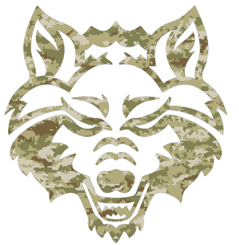 Arkansas State Red Wolves Team Logo Salute to Service Camouflage Camo Vinyl Decal PICK SIZE