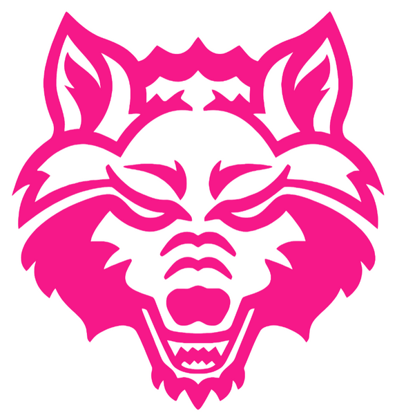 Arkansas State Red Wolves Hot Pink Team Logo Premium DieCut Vinyl Decal PICK SIZE