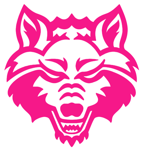 Arkansas State Red Wolves Hot Pink Team Logo Premium DieCut Vinyl Decal PICK SIZE