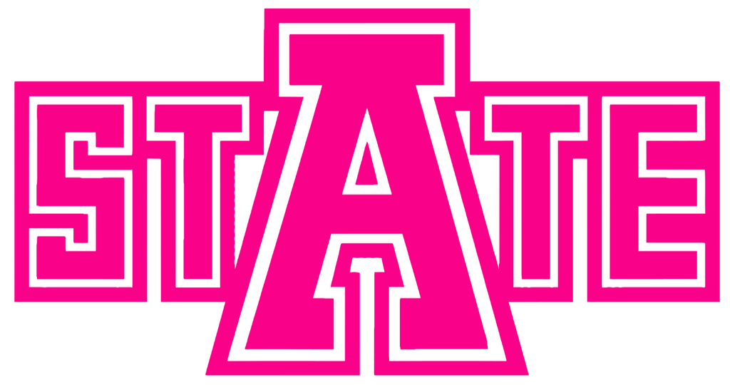 Arkansas State Red Wolves Hot Pink State Logo Premium DieCut Vinyl Decal PICK SIZE