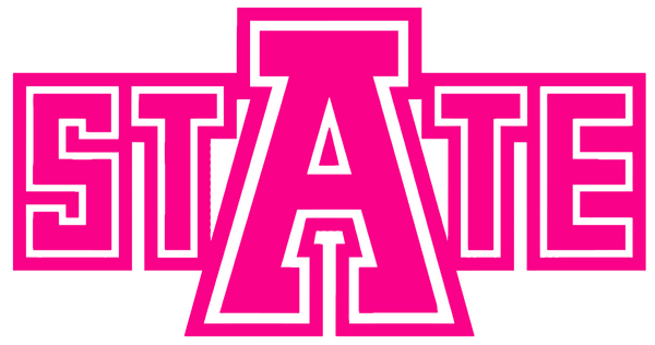 Arkansas State Red Wolves Hot Pink State Logo Premium DieCut Vinyl Decal PICK SIZE