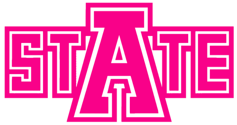 Arkansas State Red Wolves Hot Pink State Logo Premium DieCut Vinyl Decal PICK SIZE