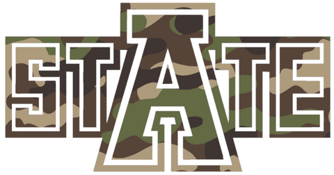 Arkansas State Red Wolves Woodland Camo Camouflage State Logo Premium DieCut Vinyl Decal PICK SIZE