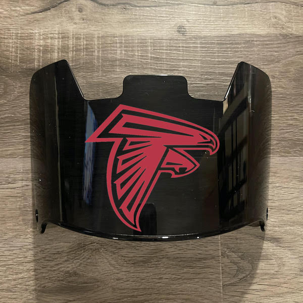 Atlanta Falcons Full Size Football Helmet Visor Shield Black Dark Tint w/ Clips - PICK LOGO COLOR
