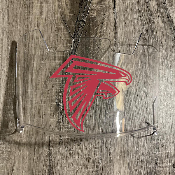 Atlanta Falcons Full Size Football Helmet Visor Shield Clear w/ Clips - PICK LOGO COLOR