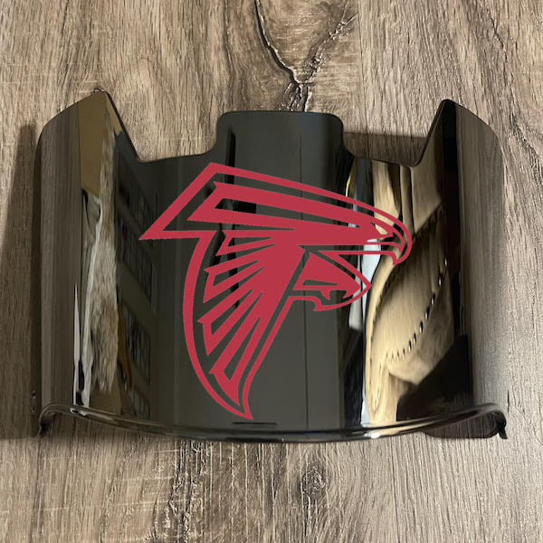 Atlanta Falcons Full Size Football Helmet Visor Shield Silver Chrome Mirror w/ Clips - PICK LOGO COLOR