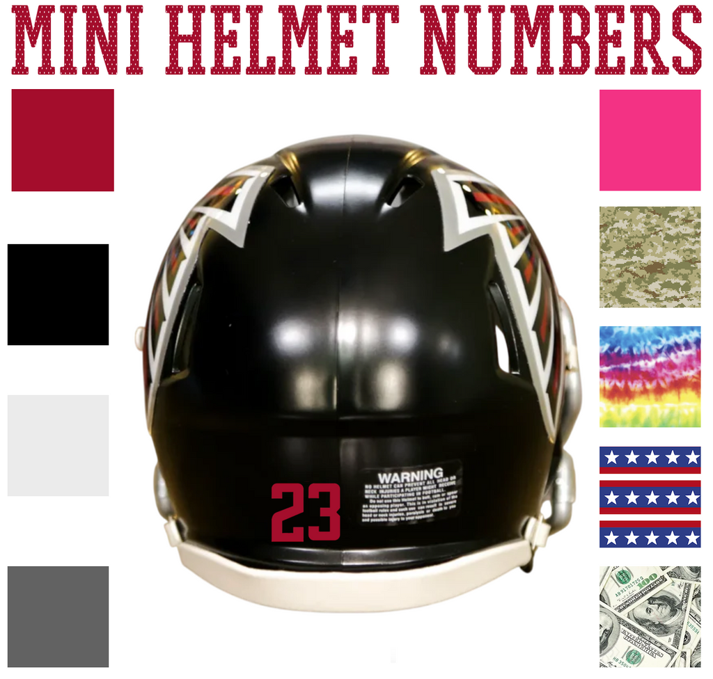 Atlanta Falcons Jersey Style Vinyl Number Decal Sheet Set of 50 #0-9 - Pick Color & Size