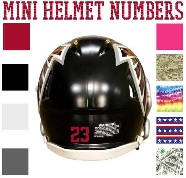 Atlanta Falcons Jersey Style Vinyl Number Decal Sheet Set of 50 #0-9 - Pick Color & Size