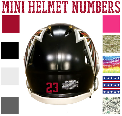 Atlanta Falcons Jersey Style Vinyl Number Decal Sheet Set of 50 #0-9 - Pick Color & Size