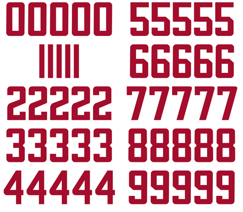 Atlanta Falcons Jersey Style Vinyl Number Decal Sheet Set of 50 #0-9 - Pick Color & Size